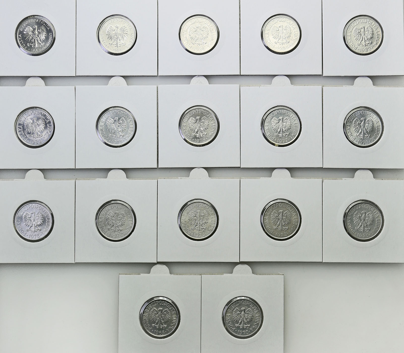 PRL. 50 groszy 1965-1987, zestaw 17 monet